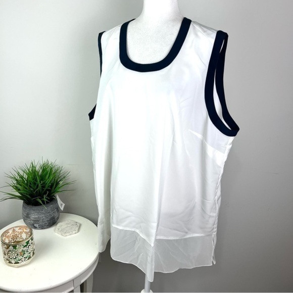 Melissa Mccarthy Seven7 Tank Top Womens Shirt White Sheer Side Slit Plus 3X New - Picture 1 of 10